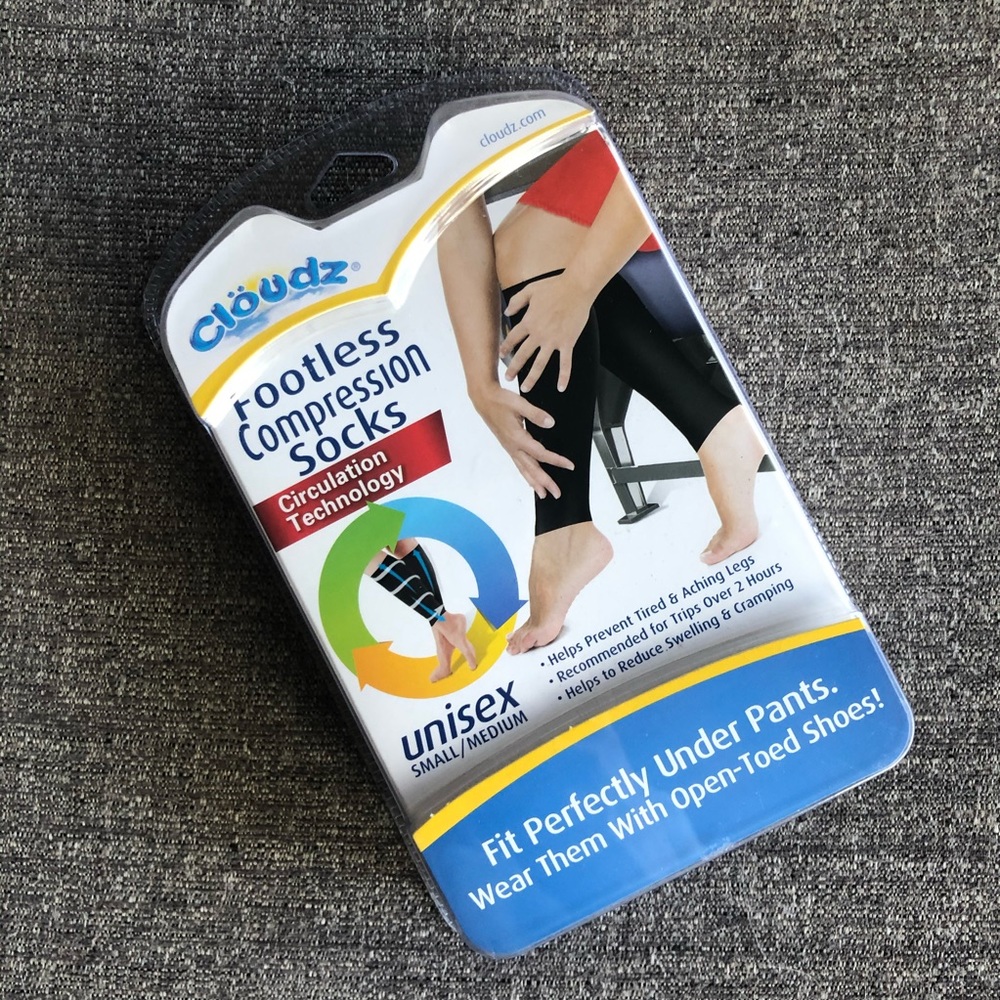 CLOUDZ Footless Compression Socks Unisex S/M Black